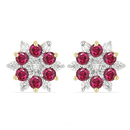 BUY 14K GOLD NATURAL RHODOLITE GEMSTONE CLASSIC EARRINGS